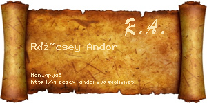 Récsey Andor névjegykártya
